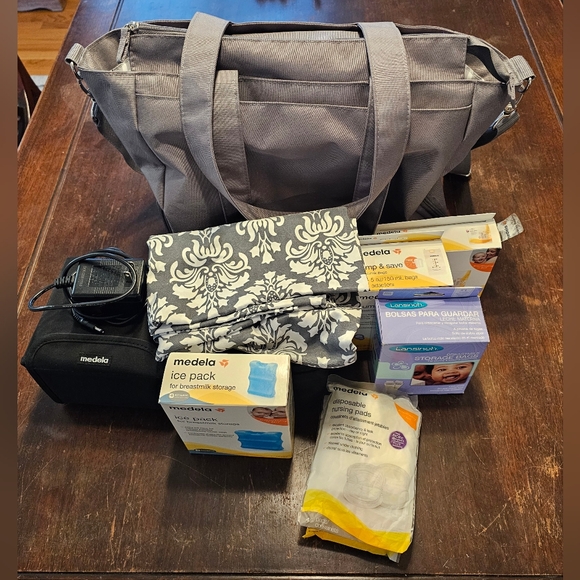 Medela Other - Dr. Brown's Gray Pump Bag + Medela Pump, Cover and Acessories